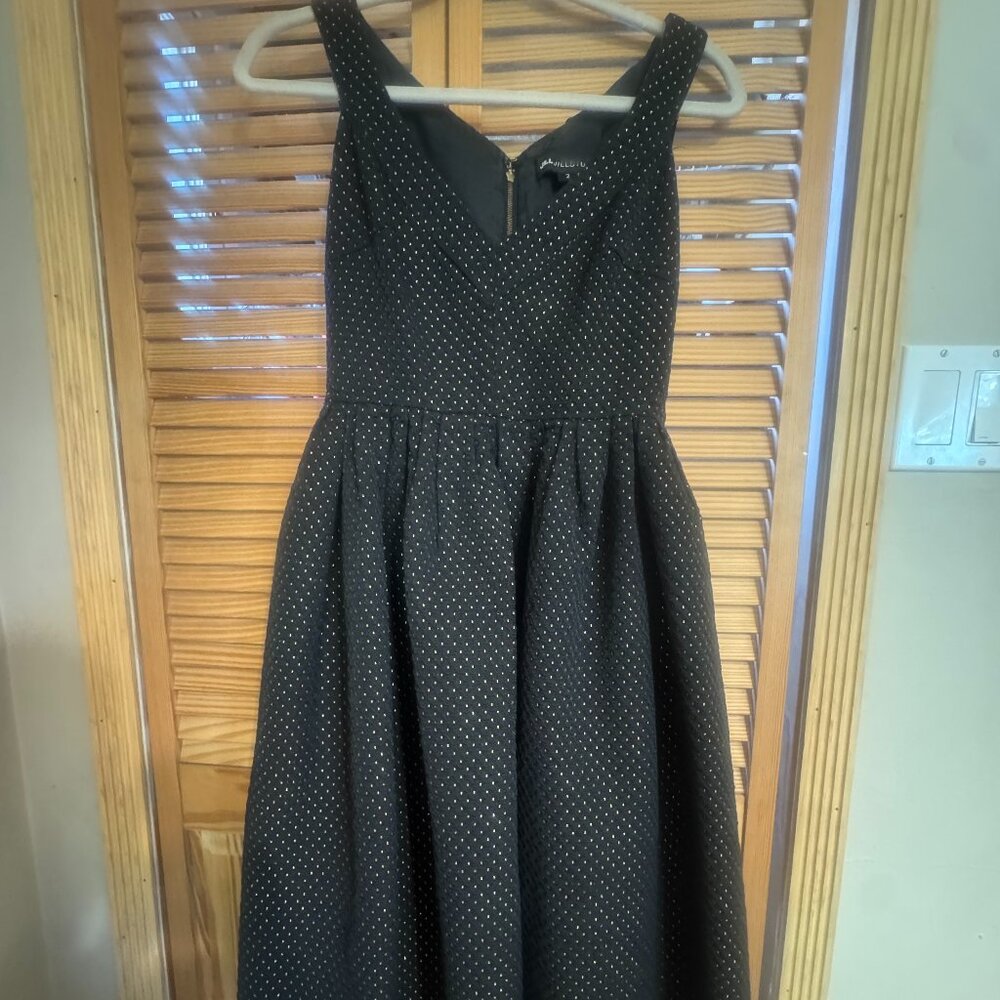Jill Stuart Black Textured Gold Dot Fit & Flare Dress – Size 2
